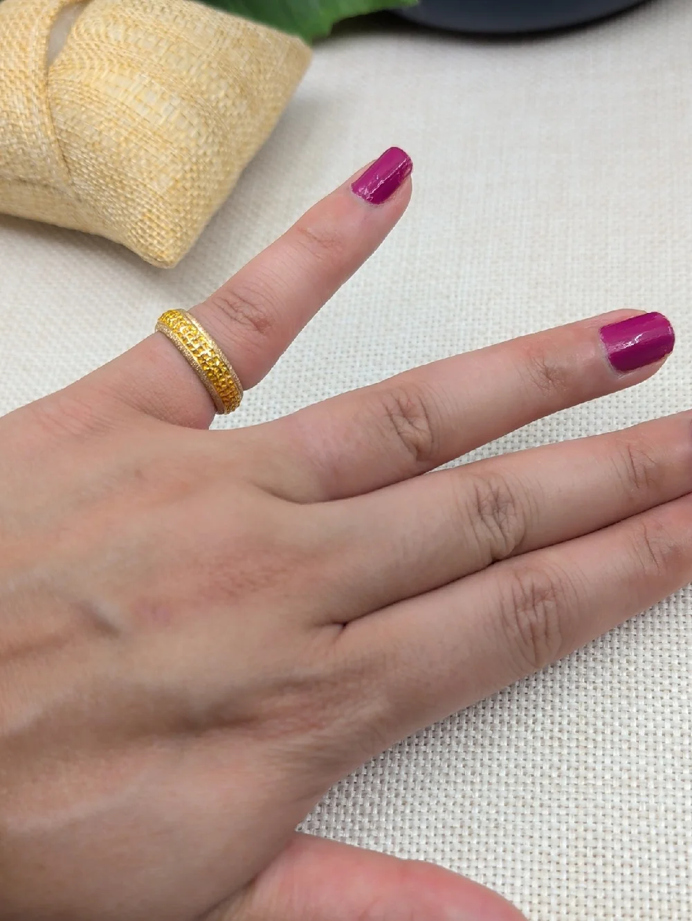 Vintage SLC Solid 14K Yellow Gold Pavé Eternity Band Sz 5.75